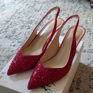 Betsey Johnson Red Sparkly Heels